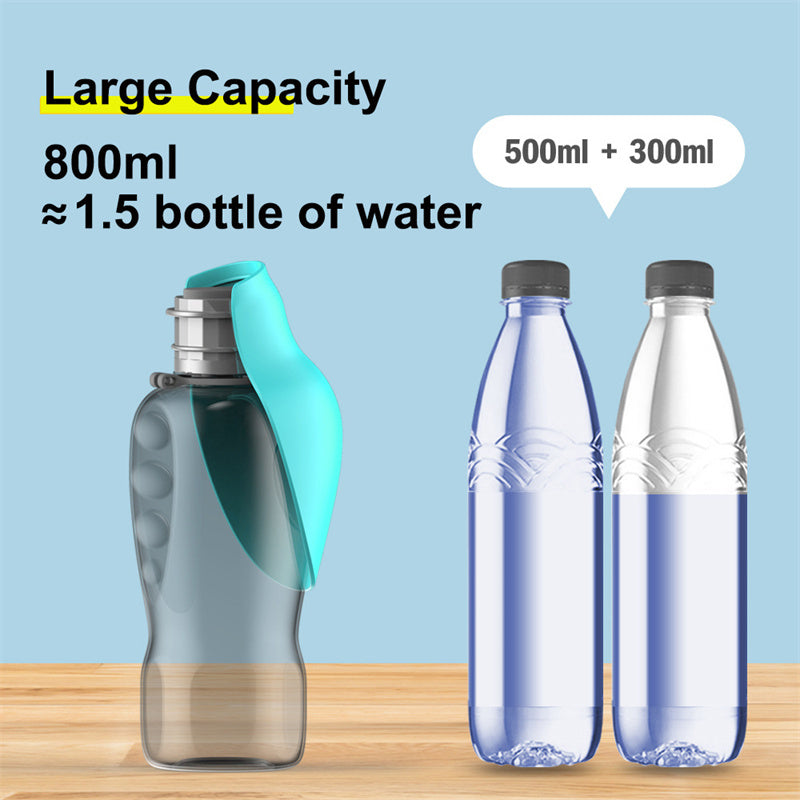 800ml Dogs Portable Water Bottle. Leakproof Pet Foldable Drinking Bowl.