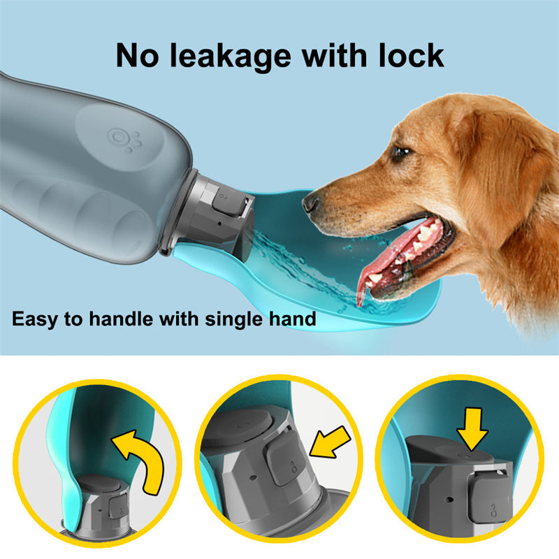 800ml Dogs Portable Water Bottle. Leakproof Pet Foldable Drinking Bowl.